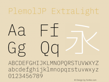 PlemolJP ExtraLight Version 0.1.1 ; ttfautohint (v1.8.3) -l 6 -r 45 -G 200 -x 14 -D latn -f none -a nnn -W -X 