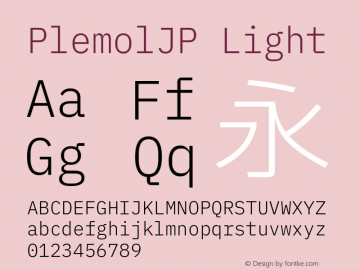 PlemolJP Light Version 0.1.1 ; ttfautohint (v1.8.3) -l 6 -r 45 -G 200 -x 14 -D latn -f none -a nnn -W -X 