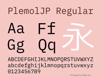 PlemolJP Regular Version 0.1.1 ; ttfautohint (v1.8.3) -l 6 -r 45 -G 200 -x 14 -D latn -f none -a nnn -W -X 