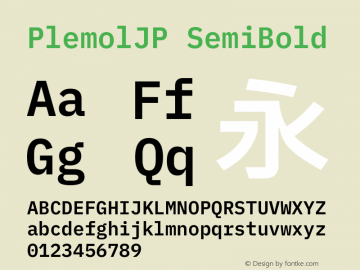 PlemolJP SemiBold Version 0.1.1 ; ttfautohint (v1.8.3) -l 6 -r 45 -G 200 -x 14 -D latn -f none -a nnn -W -X 