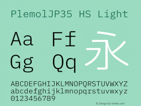 PlemolJP35 HS Light Version 0.1.1 ; ttfautohint (v1.8.3) -l 6 -r 45 -G 200 -x 14 -D latn -f none -a nnn -W -X 