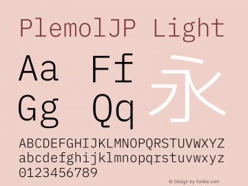 PlemolJP Light Version 0.2.1 ; ttfautohint (v1.8.3) -l 6 -r 45 -G 200 -x 14 -D latn -f none -a nnn -W -X 