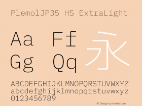 PlemolJP35 HS ExtraLight Version 0.2.1 ; ttfautohint (v1.8.3) -l 6 -r 45 -G 200 -x 14 -D latn -f none -a nnn -W -X 