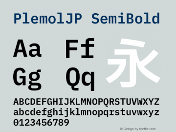 PlemolJP SemiBold Version 0.2.2 ; ttfautohint (v1.8.3) -l 6 -r 45 -G 200 -x 14 -D latn -f none -a nnn -W -X 