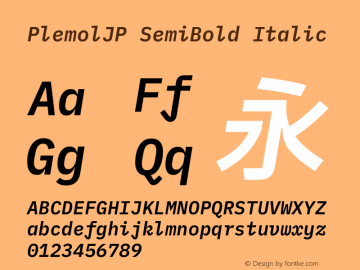 PlemolJP SemiBold Italic Version 0.2.2 ; ttfautohint (v1.8.3) -l 6 -r 45 -G 200 -x 14 -D latn -f none -a nnn -W -X 