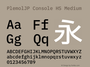 PlemolJP Console HS Medium Version 0.2.2 ; ttfautohint (v1.8.3) -l 6 -r 45 -G 200 -x 14 -D latn -f none -a nnn -W -X 