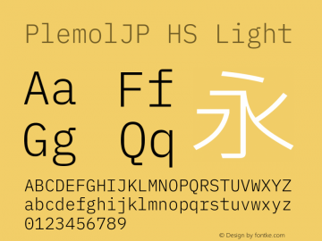 PlemolJP HS Light Version 0.2.2 ; ttfautohint (v1.8.3) -l 6 -r 45 -G 200 -x 14 -D latn -f none -a nnn -W -X 