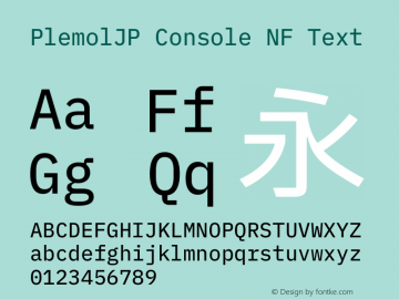 PlemolJP Console NF Text Version 0.2.2 ; ttfautohint (v1.8.3) -l 6 -r 45 -G 200 -x 14 -D latn -f none -a nnn -W -X 