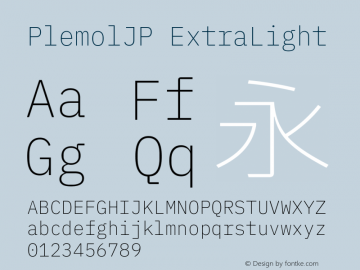PlemolJP ExtraLight Version 0.3.0 ; ttfautohint (v1.8.3) -l 6 -r 45 -G 200 -x 14 -D latn -f none -a nnn -W -X 