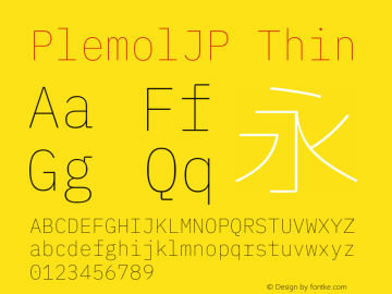 PlemolJP Thin Version 0.3.0 ; ttfautohint (v1.8.3) -l 6 -r 45 -G 200 -x 14 -D latn -f none -a nnn -W -X 
