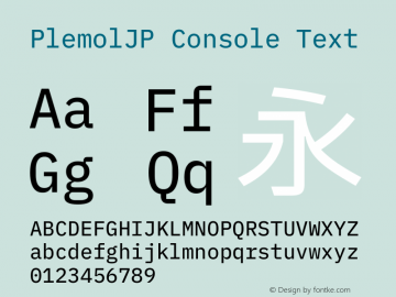 PlemolJP Console Text Version 0.3.0 ; ttfautohint (v1.8.3) -l 6 -r 45 -G 200 -x 14 -D latn -f none -a nnn -W -X 