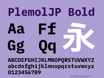 PlemolJP Bold Version 0.4.0 ; ttfautohint (v1.8.3) -l 6 -r 45 -G 200 -x 14 -D latn -f none -a nnn -W -X 