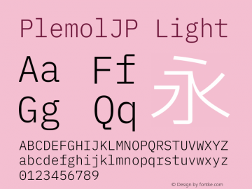 PlemolJP Light Version 0.4.0 ; ttfautohint (v1.8.3) -l 6 -r 45 -G 200 -x 14 -D latn -f none -a nnn -W -X 