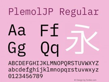 PlemolJP Regular Version 0.4.0 ; ttfautohint (v1.8.3) -l 6 -r 45 -G 200 -x 14 -D latn -f none -a nnn -W -X 