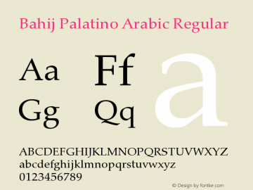 Bahij Palatino Arabic Version 1.10 October 21, 2016图片样张