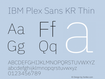 IBM Plex Sans KR Thin Version 1.002图片样张