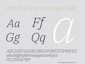 IBM Plex Serif ExtLt Italic Version 2.7图片样张