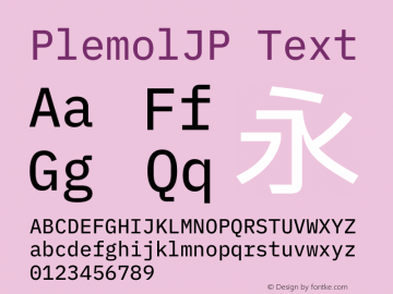 PlemolJP Text Version 0.5.0 ; ttfautohint (v1.8.3) -l 6 -r 45 -G 200 -x 14 -D latn -f none -a nnn -W -X 