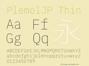 PlemolJP Thin Version 0.5.0 ; ttfautohint (v1.8.3) -l 6 -r 45 -G 200 -x 14 -D latn -f none -a nnn -W -X 