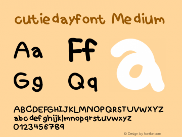 cutiedayfont Version 001.000图片样张