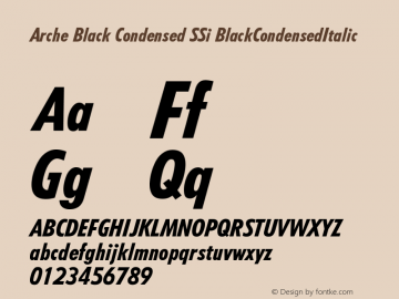 Arche Black Condensed SSi BlackCondensedItalic Version 001.000 Font Sample