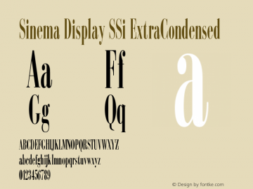 Sinema Display SSi ExtraCondensed Version 001.000 Font Sample