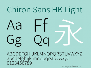 Chiron Sans HK Light Version 2.045;hotconv 1.0.118;makeotfexe 2.5.65603图片样张