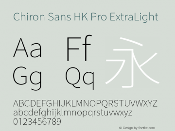 Chiron Sans HK Pro ExtraLt Version 1.010;hotconv 1.0.118;makeotfexe 2.5.65603图片样张