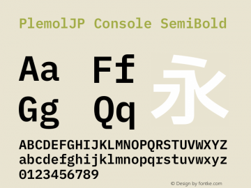 PlemolJP Console SemiBold Version 0.5.1 ; ttfautohint (v1.8.3) -l 6 -r 45 -G 200 -x 14 -D latn -f none -a nnn -W -X 