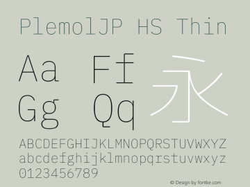 PlemolJP HS Thin Version 0.5.1 ; ttfautohint (v1.8.3) -l 6 -r 45 -G 200 -x 14 -D latn -f none -a nnn -W -X 
