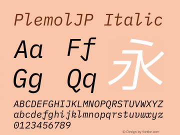 PlemolJP Italic Version 0.5.1 ; ttfautohint (v1.8.3) -l 6 -r 45 -G 200 -x 14 -D latn -f none -a nnn -W -X 
