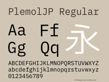 PlemolJP Regular Version 0.5.1 ; ttfautohint (v1.8.3) -l 6 -r 45 -G 200 -x 14 -D latn -f none -a nnn -W -X 