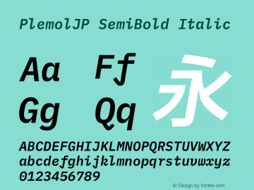 PlemolJP SemiBold Italic Version 0.5.1 ; ttfautohint (v1.8.3) -l 6 -r 45 -G 200 -x 14 -D latn -f none -a nnn -W -X 