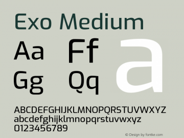 Exo Medium Version 1.500; ttfautohint (v1.6)图片样张