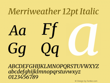 Merriweather 12pt Italic Version 2.100图片样张