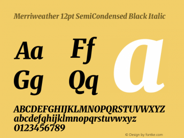 Merriweather 12pt SemiCondensed Black Italic Version 2.100图片样张