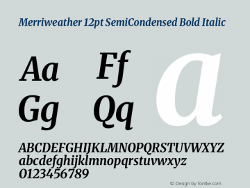 Merriweather 12pt SemiCondensed Bold Italic Version 2.100图片样张