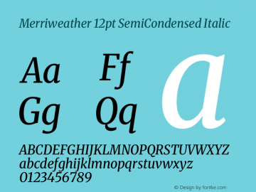 Merriweather 12pt SemiCondensed Italic Version 2.100图片样张