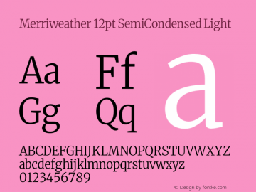 Merriweather 12pt SemiCondensed Light Version 2.100图片样张