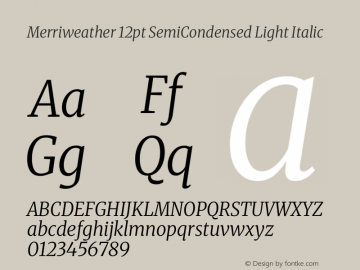 Merriweather 12pt SemiCondensed Light Italic Version 2.100图片样张