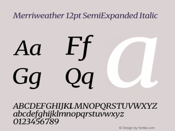 Merriweather 12pt SemiExpanded Italic Version 2.100图片样张