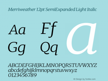Merriweather 12pt SemiExpanded Light Italic Version 2.100图片样张