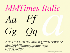 MMTimes Italic Macromedia Fontographer 4.1.5 2001.4.20图片样张