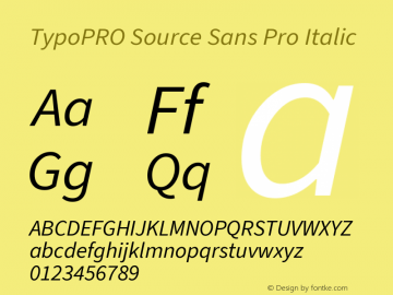 TypoPRO Source Sans 3 Italic Version 3.046;hotconv 1.0.118;makeotfexe 2.5.65603图片样张