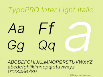 TypoPRO Inter Light Italic Version 3.019;git-0a5106e0b图片样张