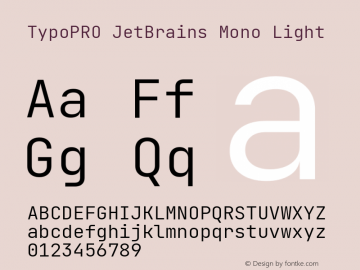 TypoPRO JetBrains Mono Light Version 2.242; ttfautohint (v1.8.3)图片样张