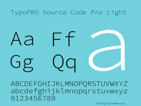 TypoPRO Source Code Pro Light Version 2.038;hotconv 1.0.116;makeotfexe 2.5.65601图片样张