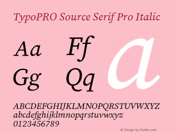TypoPRO Source Serif 4 Italic Version 4.004;hotconv 1.0.117;makeotfexe 2.5.65602图片样张