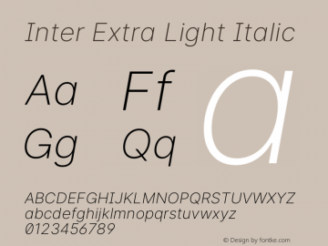 Inter Extra Light Italic Version 3.019;git-0a5106e0b图片样张