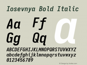 Iosevnya Bold Italic Version 10.3.2; ttfautohint (v1.8.3)图片样张